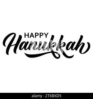 Hanukkah pinceau lettrage à la main sur fond blanc. Illustration vectorielle de calligraphie. Peut être utilisé pour les vacances juives Illustration de Vecteur