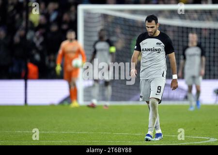 BIRMINGHAM - Vangelis Pavlidis de l'AZ Alkmaar lors du match de groupe E de l'UEFA Conference League opposant l'Aston Villa FC et l'AZ Alkmaar à Villa Park le 9 novembre 2023 à Birmingham, Royaume-Uni. ANP ED VAN DE POL Banque D'Images