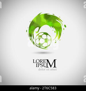 Logo symbole vert ballon de football. dessin à la main. Pas IA. Illustration vectorielle Illustration de Vecteur
