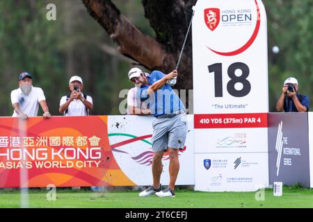 Hong Kong, Chine. 09 novembre 2023. Peter Uihlein des États-Unis joue lors du match nul de la ronde 1 le premier jour du Hong Kong Open Golf Championship 2023 au Hong Kong Golf Club. (Photo Ben Lau/SOPA Images/Sipa USA) crédit : SIPA USA/Alamy Live News Banque D'Images