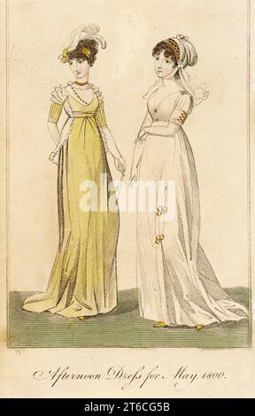 Assiette de mode (robe de l'après-midi pour mai 1800), 1800. Banque D'Images