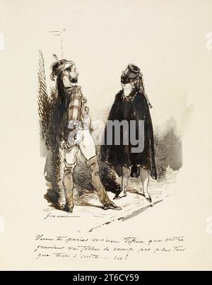 Homme et femme en costumes de mascarade, 1804-1866. Banque D'Images