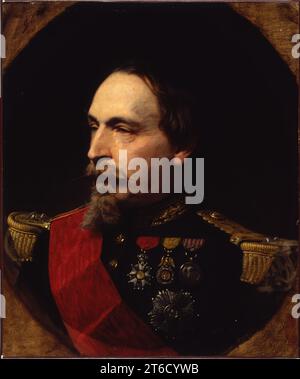 Portrait de Napoléon III, 1868. Yvon est le principal peintre de bataille du second Empire (1852-70), exécutant un certain nombre de toiles monumentales pour le château de Versailles. Il devient officier de la L&#xe9;gion d'honneur en 1867, et l'année suivante peint le portrait de Napoléon III. Il a également été l'un des principaux professeurs du &#xe9;cole des Beaux-Arts de 1863 à 83. L'empereur français est représenté dans sa prime, deux ans avant la défaite de ses forces dans la guerre franco-prussienne (1870-1871). Banque D'Images