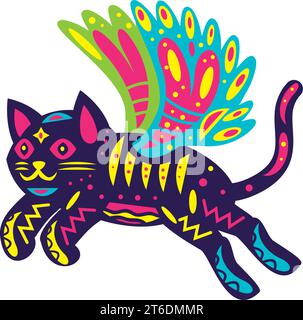 chat alebrijes avec des ailes Illustration de Vecteur