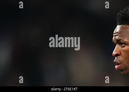 Madrid, Espagne. 08 novembre 2023. Vinicius Jr du Real Madrid lors du match de l'UEFA Champions League, Groupe C, entre le Real Madrid et le Sporting Clube de Braga a joué au stade Santiago Bernabeu le 8 novembre 2023 à Madrid, Espagne. (Photo Bagu Blanco/PRESSINPHOTO) crédit : PRESSINPHOTO SPORTS AGENCY/Alamy Live News Banque D'Images