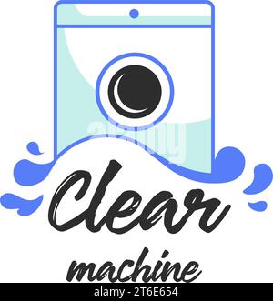 Icône de lave-glace avec éclaboussures d'eau, machine claire Illustration de Vecteur