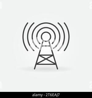 Icône de tour de signal 5G ou de contour d'antenne. Symbole de concept de ligne mince de vecteur de pollution électromagnétique Illustration de Vecteur