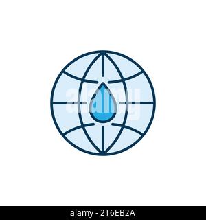 Globe terrestre avec concept de vecteur de goutte d'eau bleu moderne icône ou élément de logo Illustration de Vecteur