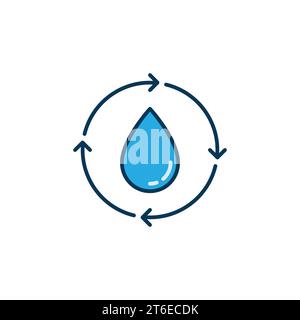 Icône colorée de recyclage de l'eau - goutte d'eau dans le concept de vecteur flèches rondes signe moderne Illustration de Vecteur