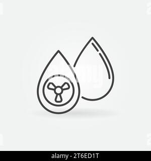 Icône ou signe de concept de pollution de vecteur de goutte d'eau radioactive dans le style de contour Illustration de Vecteur