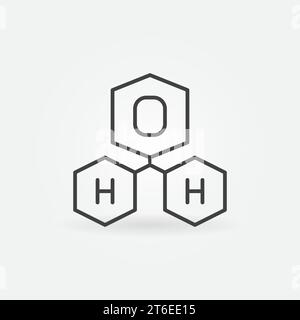 Icône ou signe de concept de vecteur de molécule d'eau H2O dans le style de contour Illustration de Vecteur