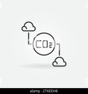Dioxyde de carbone CO2 avec vecteur de contour nuages icône de concept écologique ou élément de conception Illustration de Vecteur