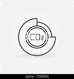 Dioxyde de carbone CO2 Sunburst Chart icône de concept vectoriel linéaire ou élément de logo Illustration de Vecteur