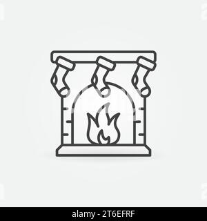 Icône de concept de ligne mince de vecteur de cheminée de Noël ou élément de conception Illustration de Vecteur