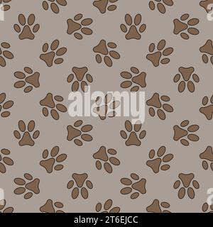 Animal foot Paw imprime vecteur concept brun Seamless Pattern ou arrière-plan répétitif Illustration de Vecteur
