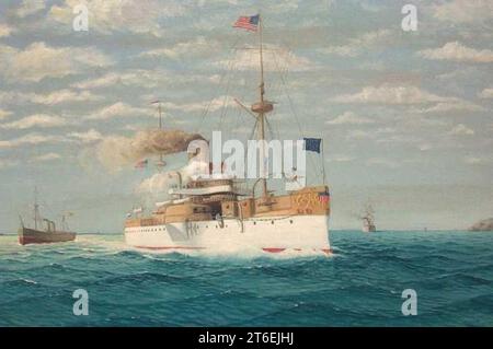 USS Maine entrant dans Havana Harbor 1898, par Michel S. Grebyem 37804 Banque D'Images