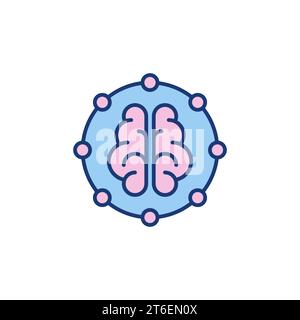 Human Brain Neuron Connections Vector Neurology concept icône ou logo rond coloré Illustration de Vecteur