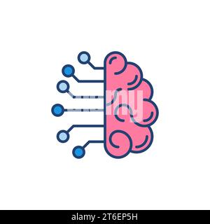 Icône colorée du cerveau d'intelligence artificielle - ai Cyberbrain vecteur concept signe créatif Illustration de Vecteur