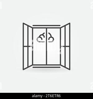 Fenêtre ouverte avec icône de concept de vecteur nuage ou signe dans le style de contour Illustration de Vecteur