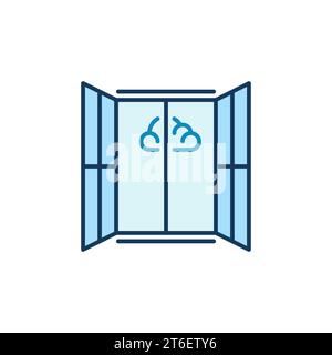 Nuage et concept vectoriel de fenêtre ouverte icône ou signe minimal coloré Illustration de Vecteur