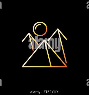 Soleil et vecteur Pyramides d'Egypte concept de paysage égyptien icône colorée linéaire sur fond sombre Illustration de Vecteur