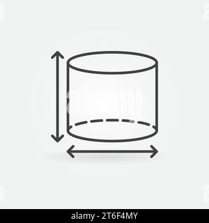 Icône ou symbole vectoriel de cotes de cylindre dans le style trait fin Illustration de Vecteur