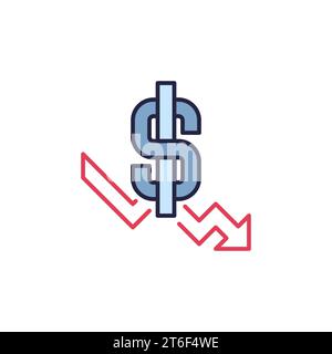 Dollar inflation ou concept de vecteur d'hyperinflation icône colorée ou élément de logo Illustration de Vecteur