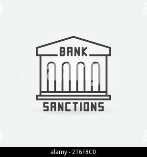 Symbole ou icône de trait fin de concept de vecteur sanctions économiques de banque Illustration de Vecteur