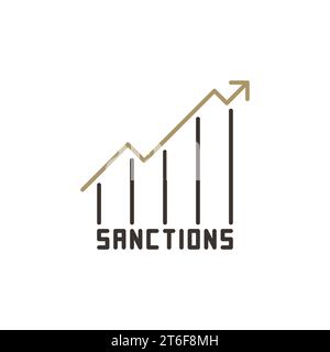 Vecteur graphique linéaire concept sanctions et crise financière icône colorée ou élément de conception Illustration de Vecteur