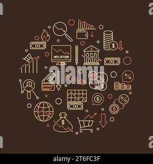 Bannière ronde créative inflation. Illustration vectorielle de contour circulaire de concept de crise financière Illustration de Vecteur