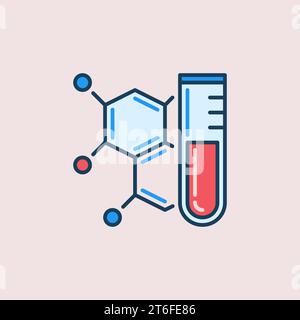 Concept de tube à essai de laboratoire et de vecteur de formule chimique icône colorée ou élément de logo Illustration de Vecteur