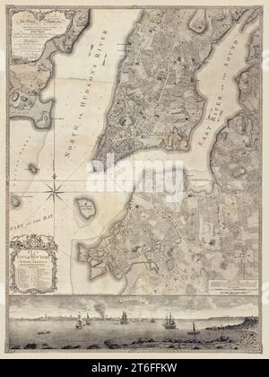 Vieux plan de New York.par Ratzer et Kitchin, publ. À Londres, 1776 Banque D'Images