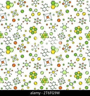 Formule chimique et concept de vecteur de molécule coloré Seamless Pattern ou Background Illustration de Vecteur