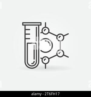 Tube à essai chimique et vecteur de formule chimique concept d'analyse médicale icône linéaire ou élément de logo Illustration de Vecteur