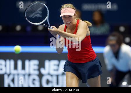 La joueuse de tennis Danielle Collins (USA) en action lors du groupe final de la coupe Billie Jean King 2023, match des championnats du monde de tennis par équipe féminine Banque D'Images