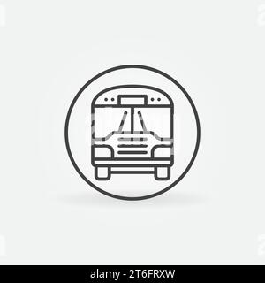 Autobus scolaire dans cercle icône ou signe de concept linéaire de vecteur Illustration de Vecteur