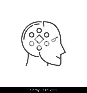 Ai et ML Head vecteur machine Learning concept icône ou symbole de ligne mince Illustration de Vecteur