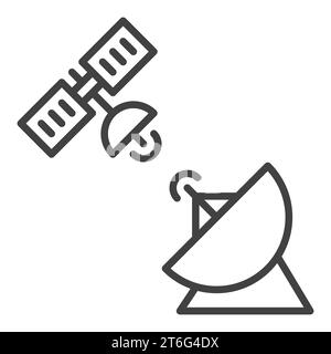 Antenne parabolique avec icône ou symbole de contour de concept de vecteur satellite Illustration de Vecteur