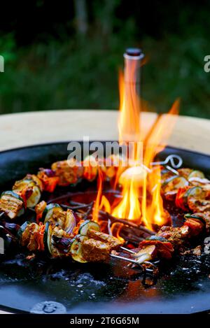 Poisson marocain kebab sur le grill extérieur dans le style rustique yardstyle .focus sélectif Banque D'Images