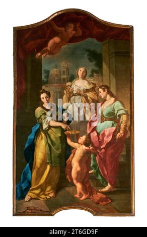 S.Agata,S.Lucia e S.Apollonia - olio su tela - Gaspare Traversi - 1753 - Parme, Duomo di S.Maria Assunta Banque D'Images