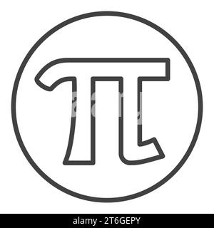 Symbole PI dans le contour du concept de vecteur de cercle icône ronde ou symbole Illustration de Vecteur