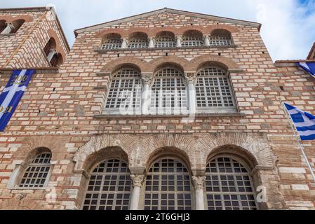 Façade avant de l'église de Saint Demetrius - Hagios Demetrios dans la ville de Thessalonique, Grèce Banque D'Images