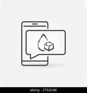 Glucometer App dans le vecteur smartphone Blood glucose Monitoring concept Line icône ou symbole Illustration de Vecteur