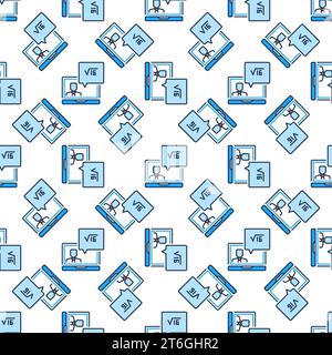 Ordinateur portable avec le concept vectoriel de professeur de mathématiques en ligne modèle sans couture coloré Illustration de Vecteur