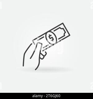 Main donnant de l'argent vecteur Bribery icône ou symbole de ligne concept Illustration de Vecteur