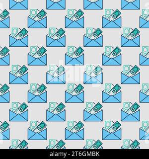 Enveloppe avec Dollar Billets Vector Money concept coloré motif sans couture Illustration de Vecteur