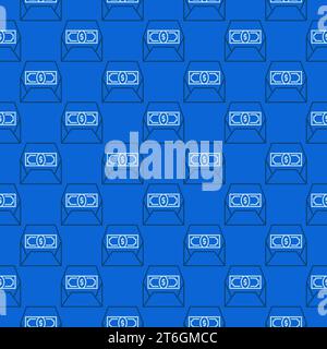 Enveloppe ouverte avec vecteur d'argent USD Commision concept bleu modèle sans couture linéaire Illustration de Vecteur
