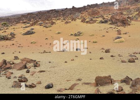 Minas de San José, blocs de pierre ponce et de basalte. Parc national de Cañadas del Teide, Tenerife, Îles Canaries, Espagne. Banque D'Images