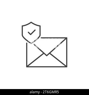 Enveloppe avec vecteur Shield Email protection concept icône linéaire ou symbole Illustration de Vecteur
