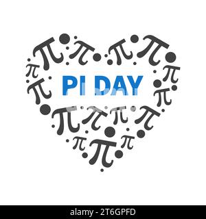 Pi Day le 14 mars vecteur bannière en forme de cœur - illustration de concept mathématique Illustration de Vecteur